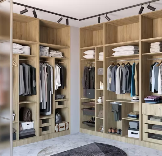 Walk-in Cupboard for Modern Bedroom Storage and Luxury Wardrobe Design