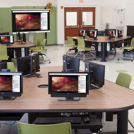 School and Library Furniture including benches, desks and book shelves